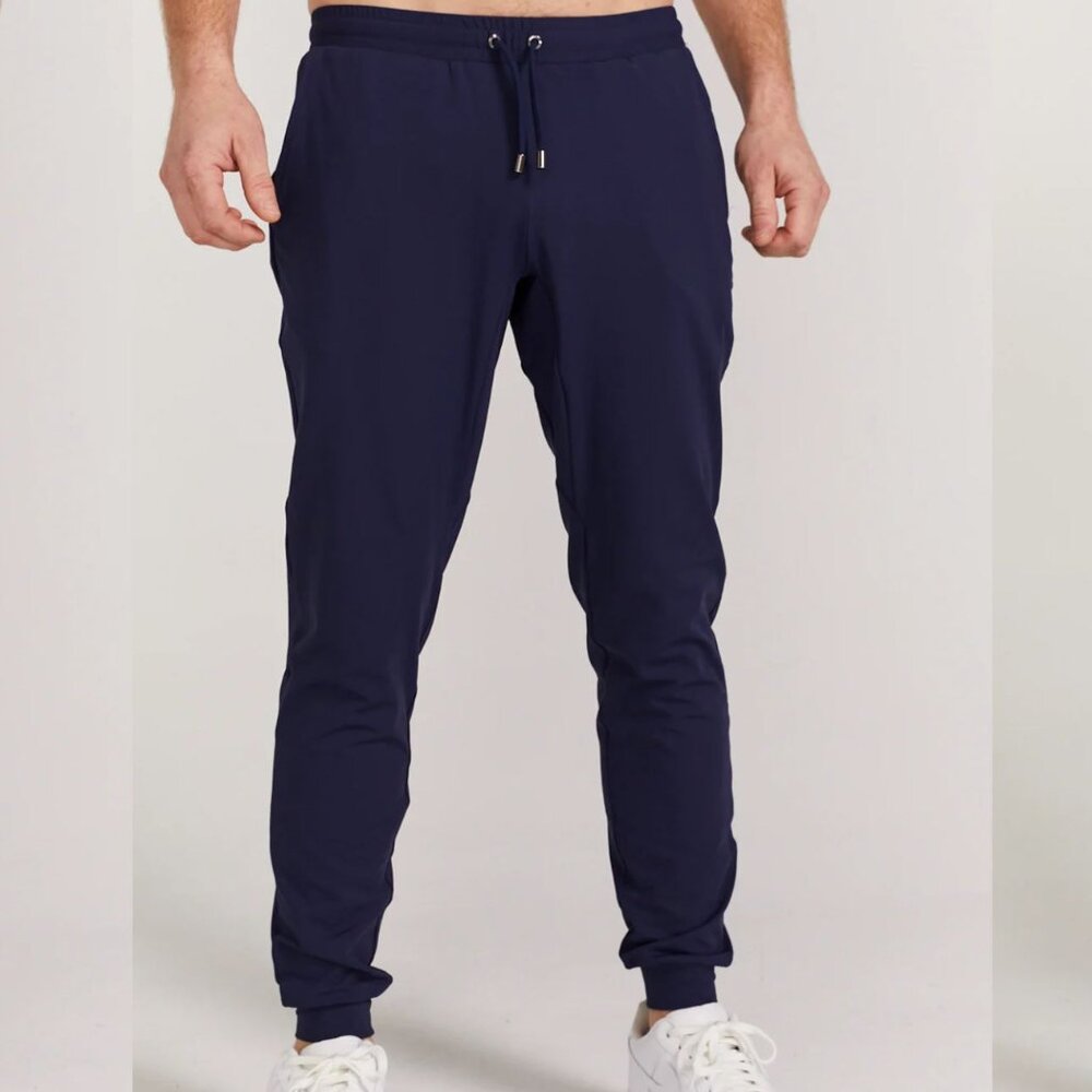 Redvanly Men's Navy Jogger Pants with Drawstring Waist Size L